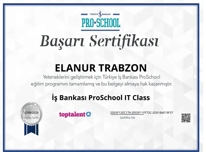 Elanur Trabzon — IT Class sertifikası